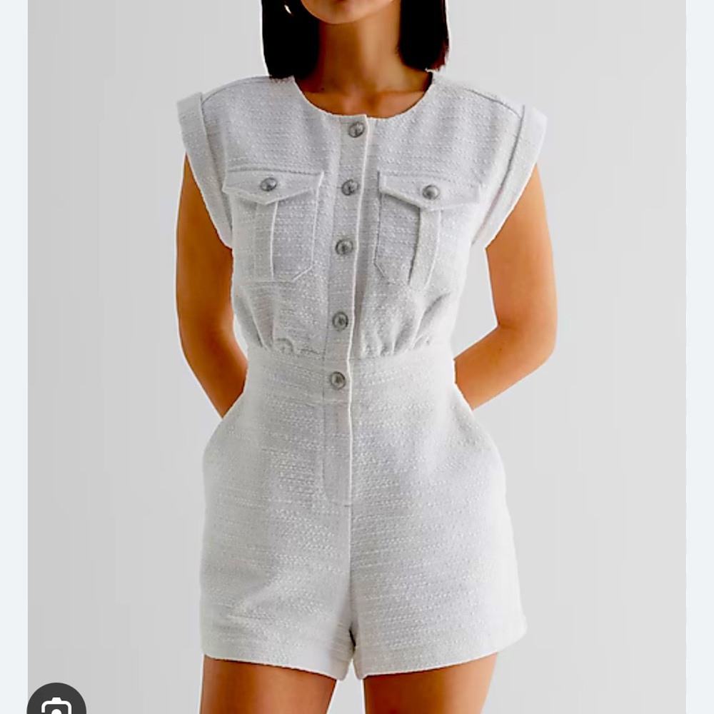 Express White Tweed Romper
